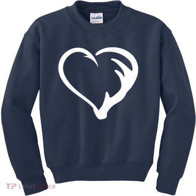 Hunting Fishing Antler Heart Hunter Kids Sweatshirt