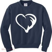 Hunting Fishing Antler Heart Hunter Kids Sweatshirt thumb 0