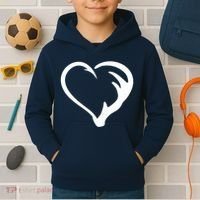 Hunting Fishing Antler Heart Hunter Kids Hoodie thumb 2