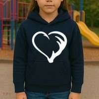 Hunting Fishing Antler Heart Hunter Kids Hoodie thumb 3