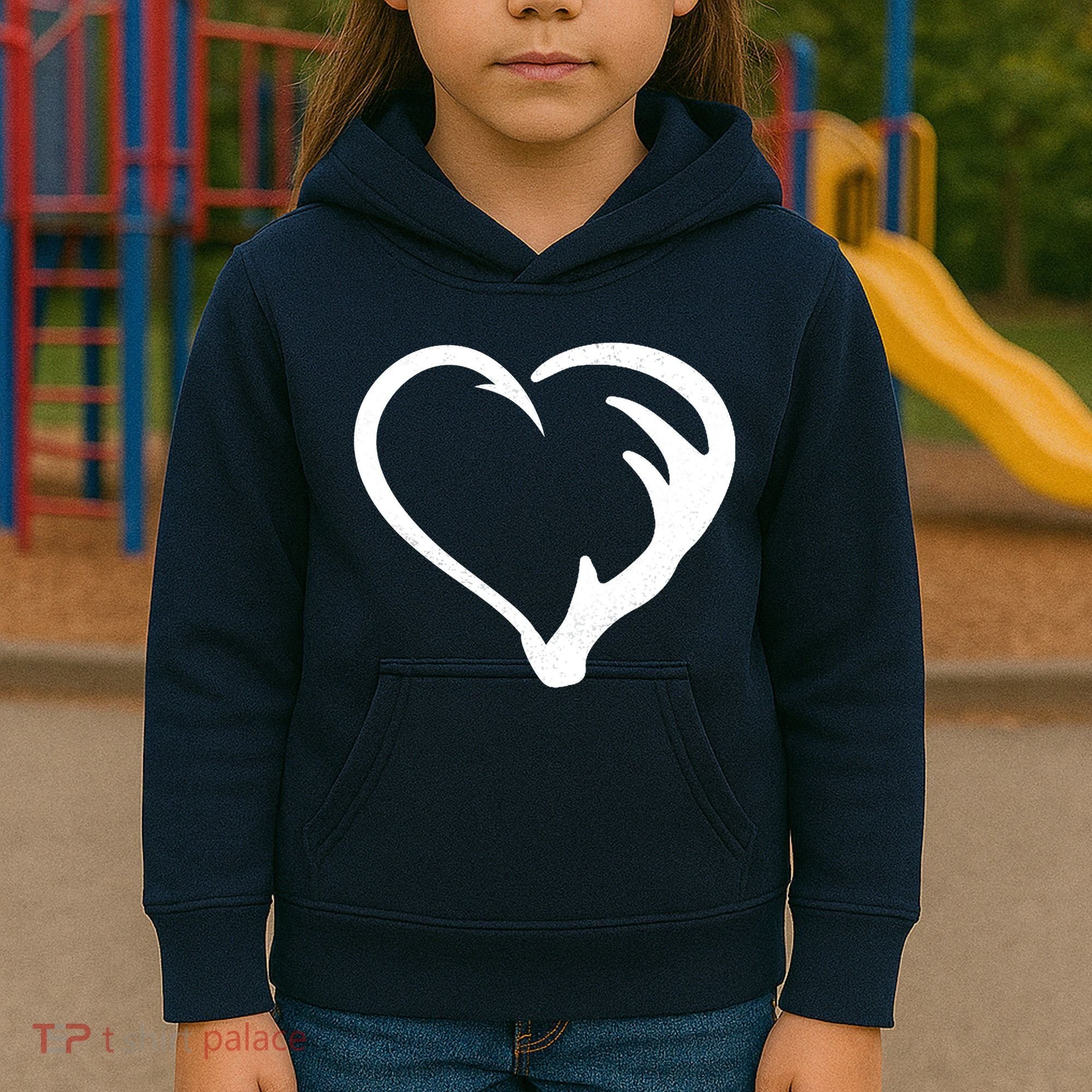 Hunting Fishing Antler Heart Hunter Kids Hoodie