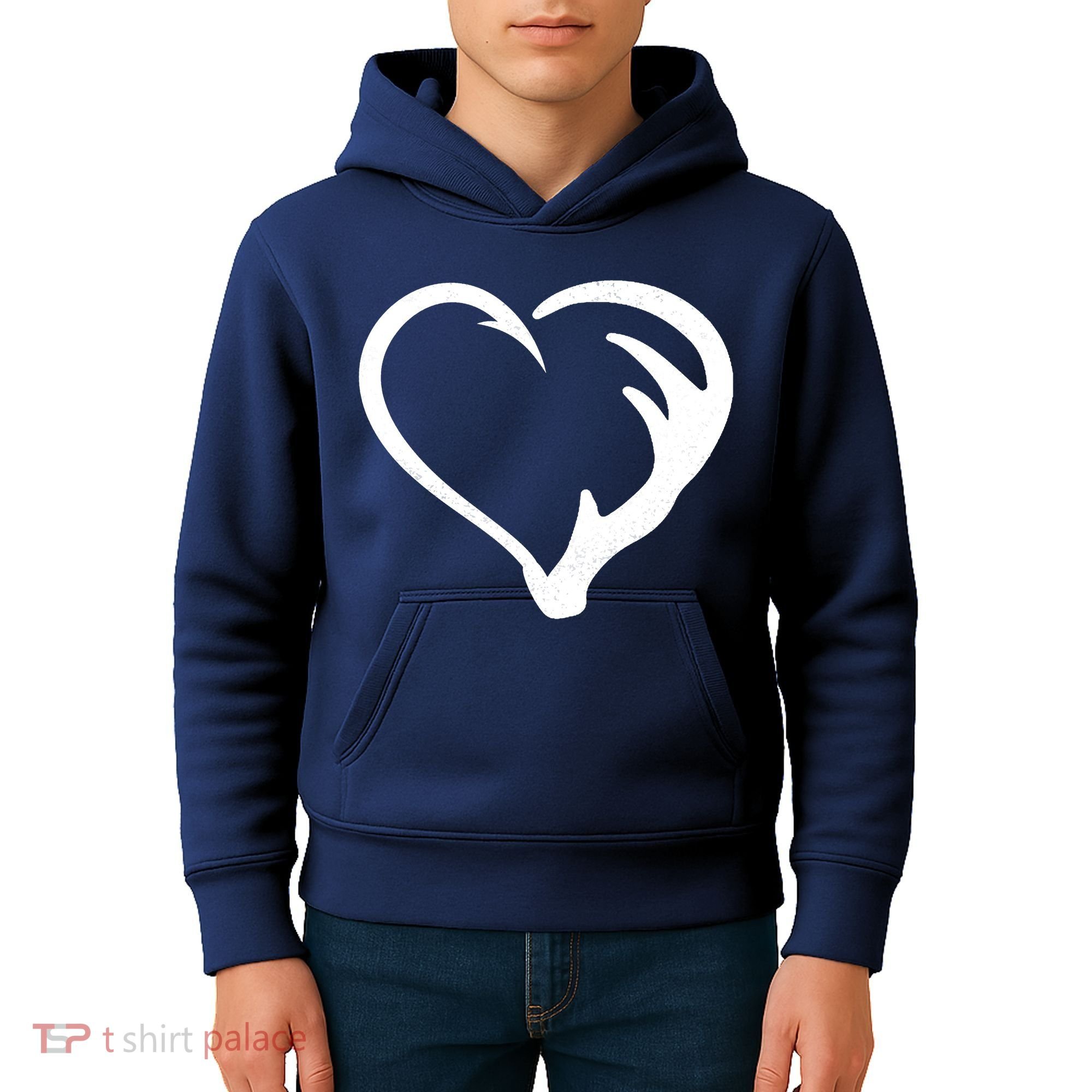 Hunting Fishing Antler Heart Hunter Kids Hoodie