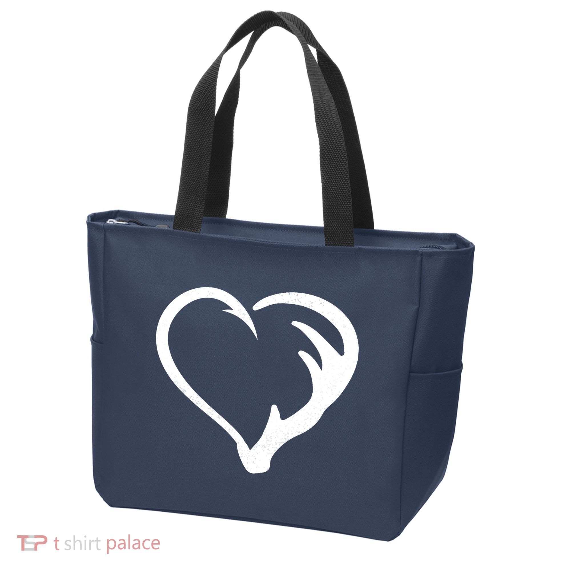 Hunting Fishing Antler Heart Hunter Tote Bag