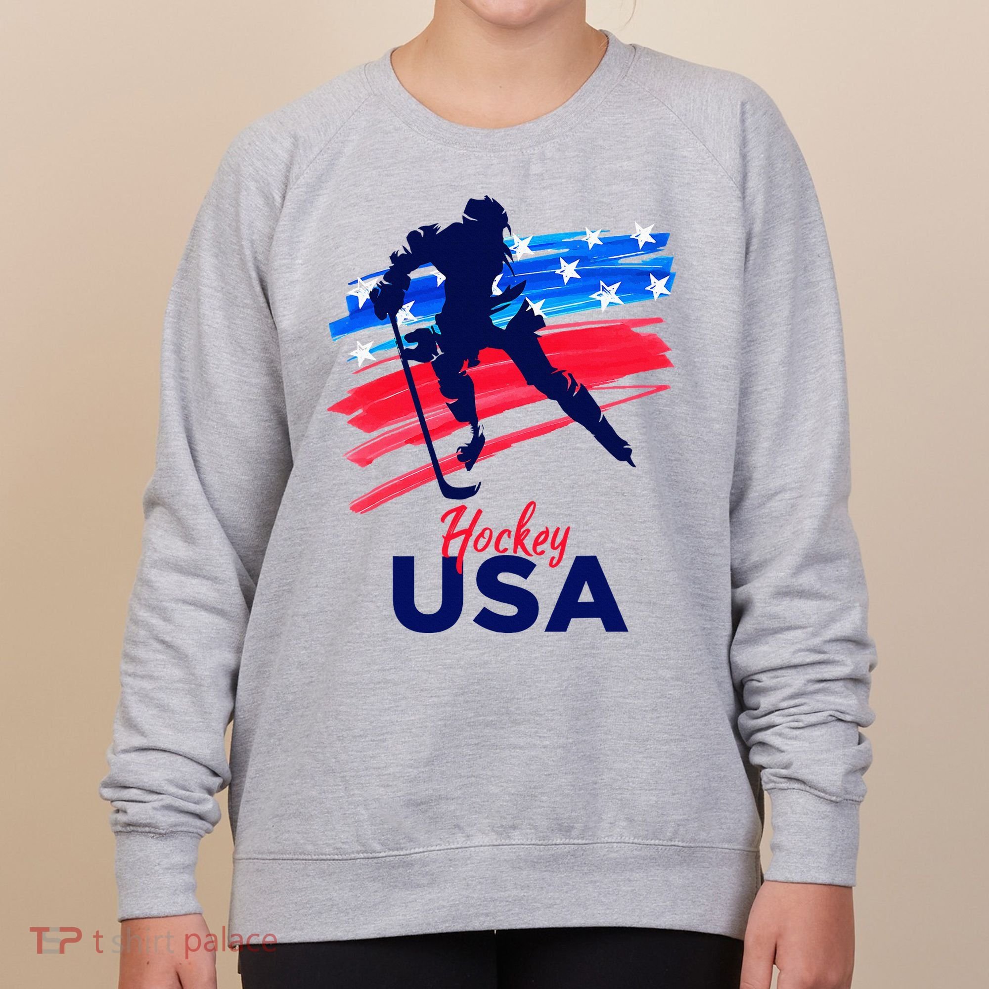 Hockey Usa Support The Team U.S.A Ice Hockey Lover Women's Sweatshirt