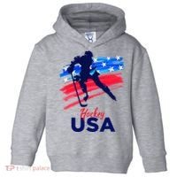 Hockey Usa Support The Team U.S.A Ice Hockey Lover Toddler Hoodie thumb 0