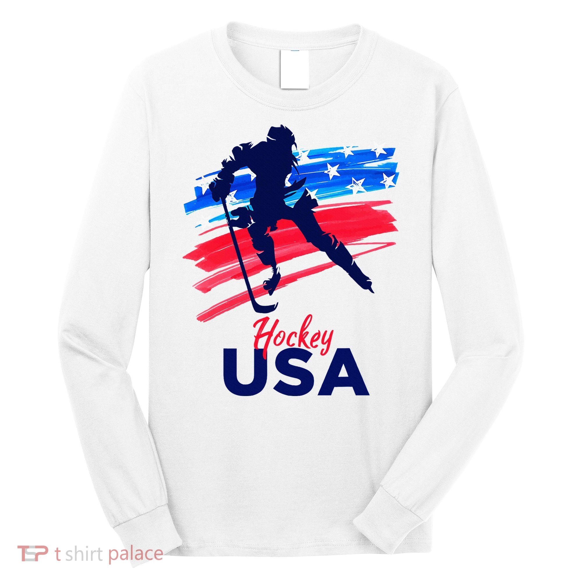 Hockey Usa Support The Team U.S.A Ice Hockey Lover Long Sleeve Shirt