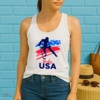 Hockey Usa Support The Team U.S.A Ice Hockey Lover Women's Tank Top thumb 2