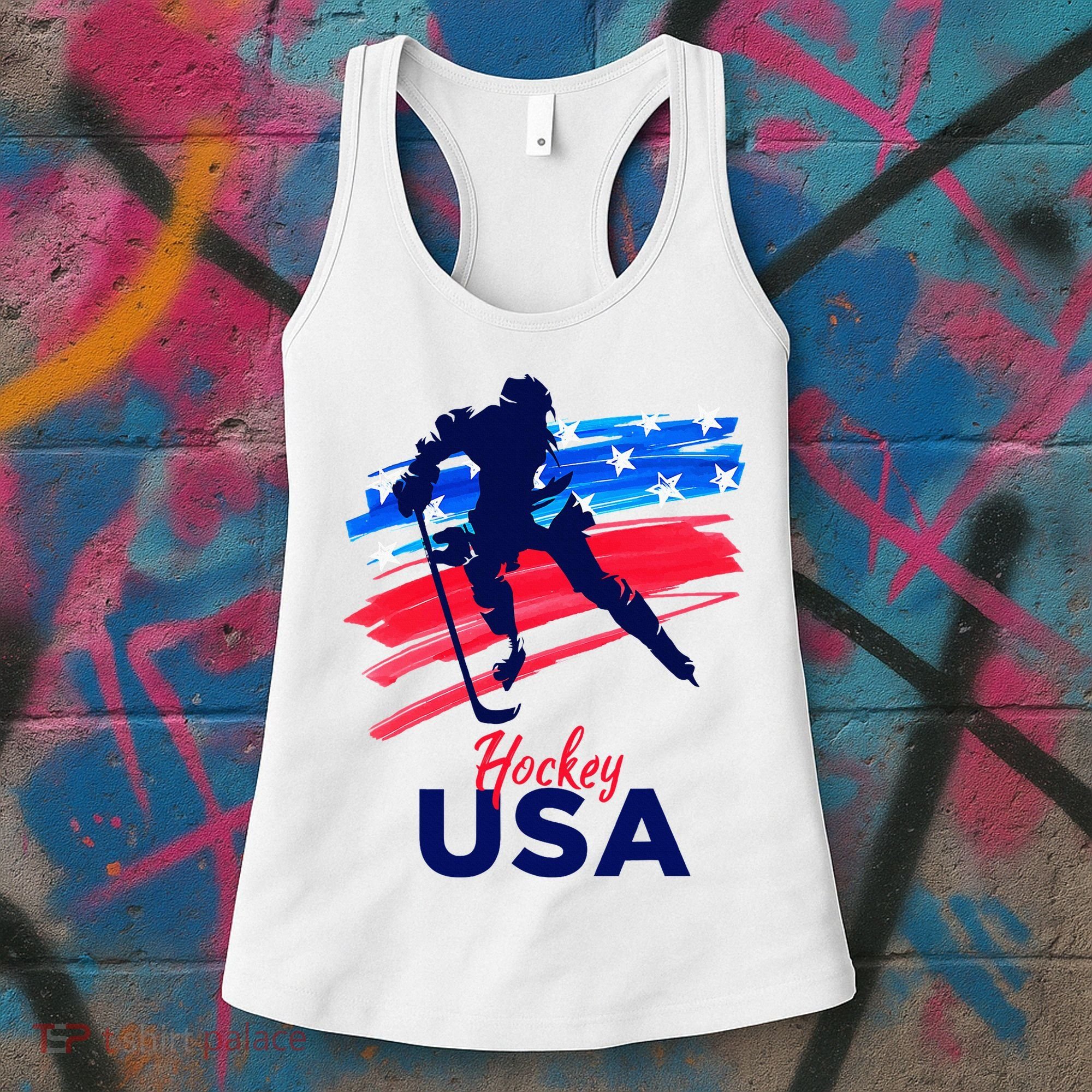 Hockey Usa Support The Team U.S.A Ice Hockey Lover Women's Tank Top