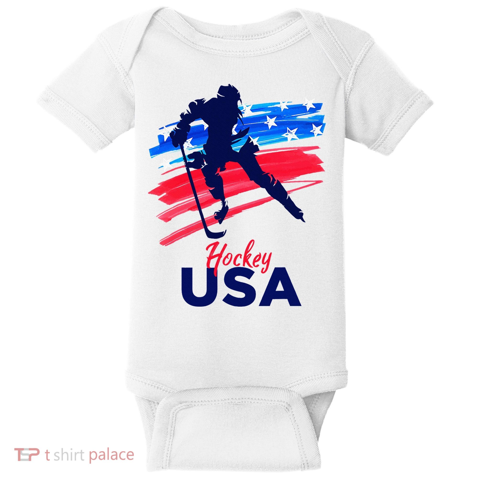 Hockey Usa Support The Team U.S.A Ice Hockey Lover Baby Bodysuit