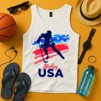 Hockey Usa Support The Team U.S.A Ice Hockey Lover Tank Top thumb 4