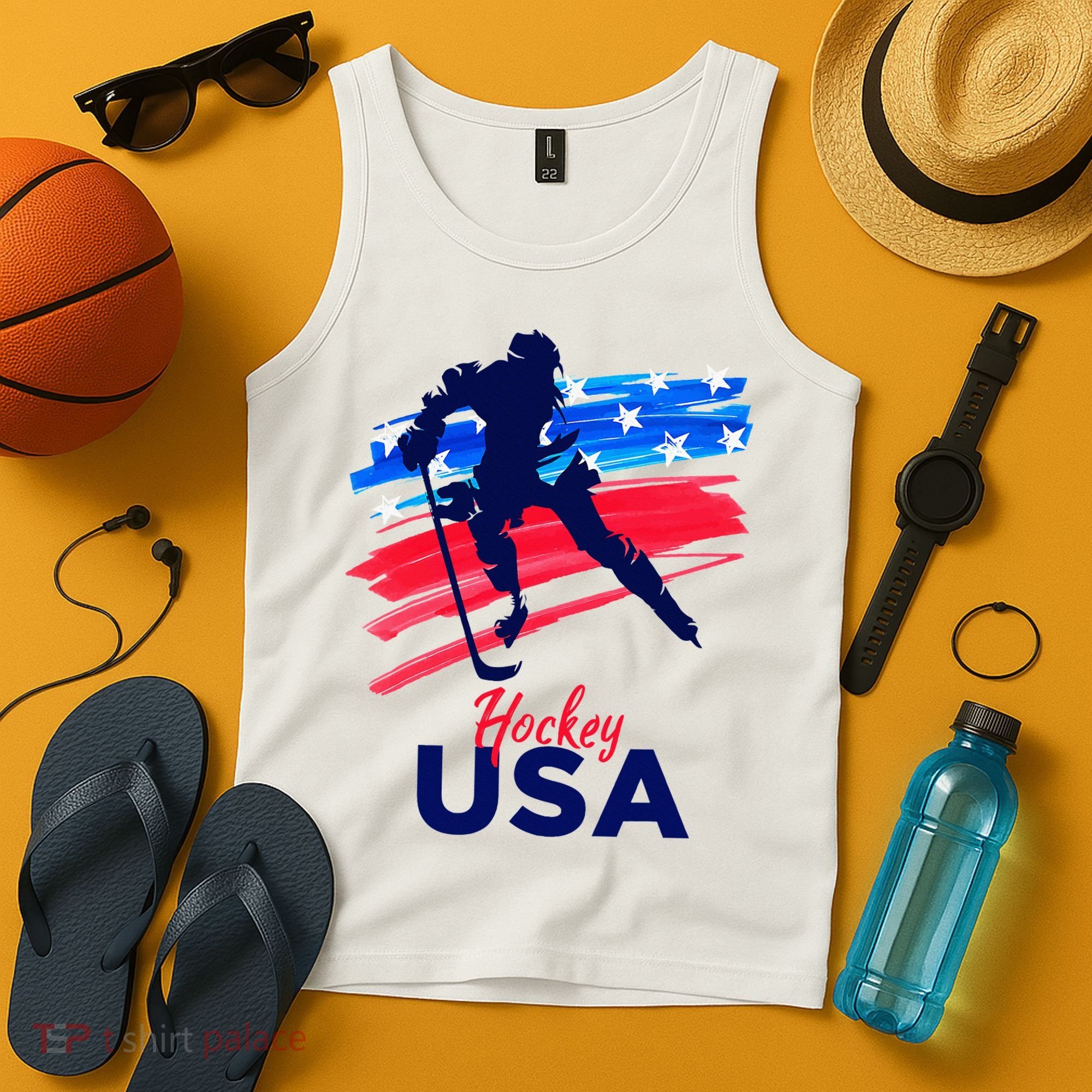 Hockey Usa Support The Team U.S.A Ice Hockey Lover Tank Top