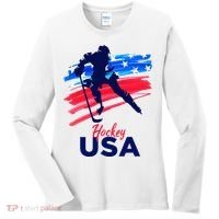 Hockey Usa Support The Team U.S.A Ice Hockey Lover Women's Long Sleeve Shirt thumb 0