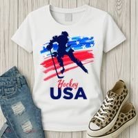 Hockey Usa Support The Team U.S.A Ice Hockey Lover Women's T-Shirt thumb 3