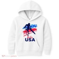 Hockey Usa Support The Team U.S.A Ice Hockey Lover Kids Hoodie thumb 0