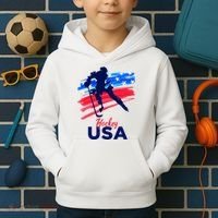 Hockey Usa Support The Team U.S.A Ice Hockey Lover Kids Hoodie thumb 2