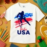Hockey Usa Support The Team U.S.A Ice Hockey Lover Kids T-Shirt thumb 3