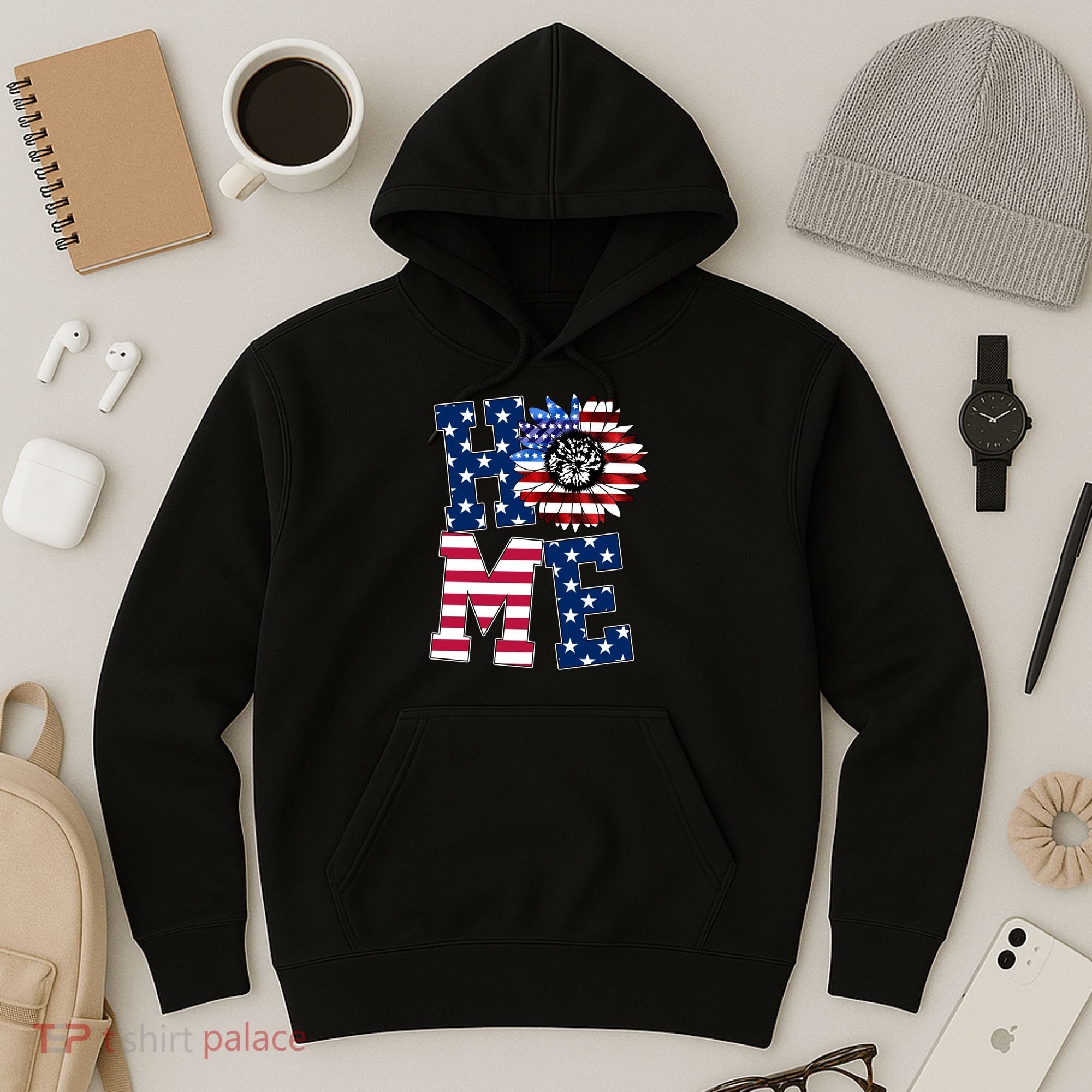 Home USA Sunflower Independence Day Celebration Hoodie