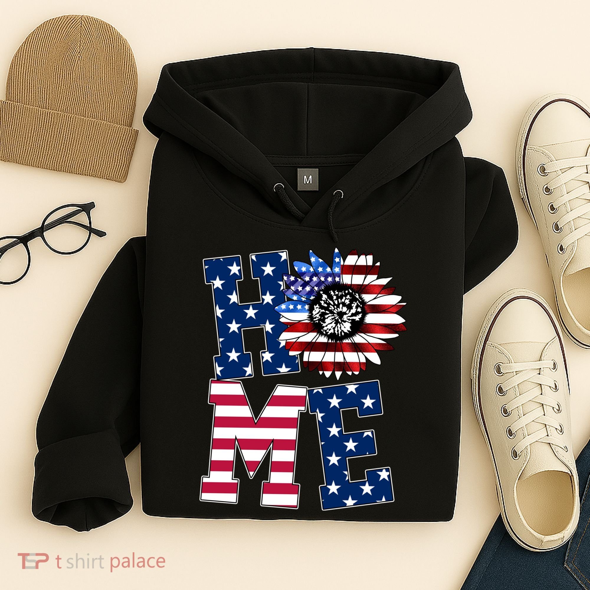 Home USA Sunflower Independence Day Celebration Hoodie