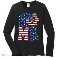 Home USA Sunflower Independence Day Celebration Women's Long Sleeve Shirt thumb 0