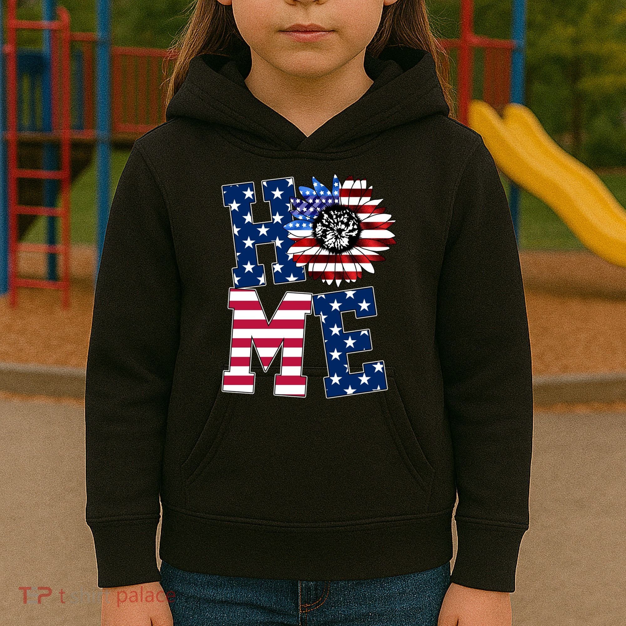 Home USA Sunflower Independence Day Celebration Kids Hoodie