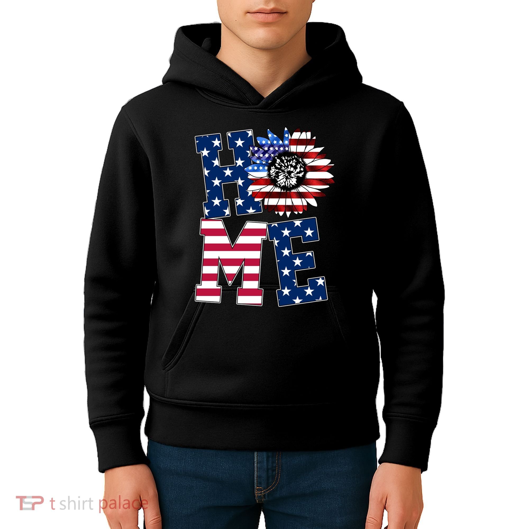Home USA Sunflower Independence Day Celebration Kids Hoodie