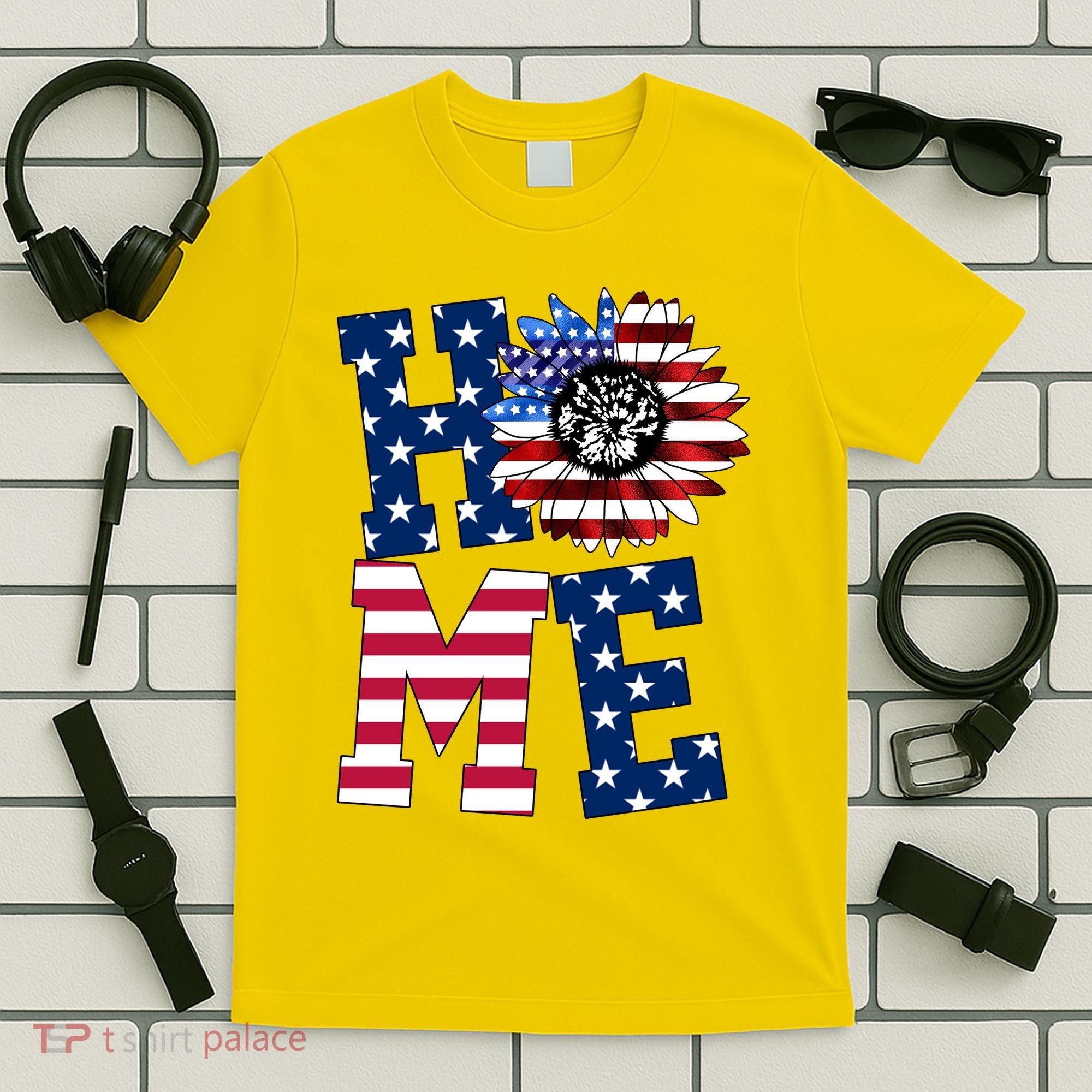 Home USA Sunflower Independence Day Celebration T-Shirt