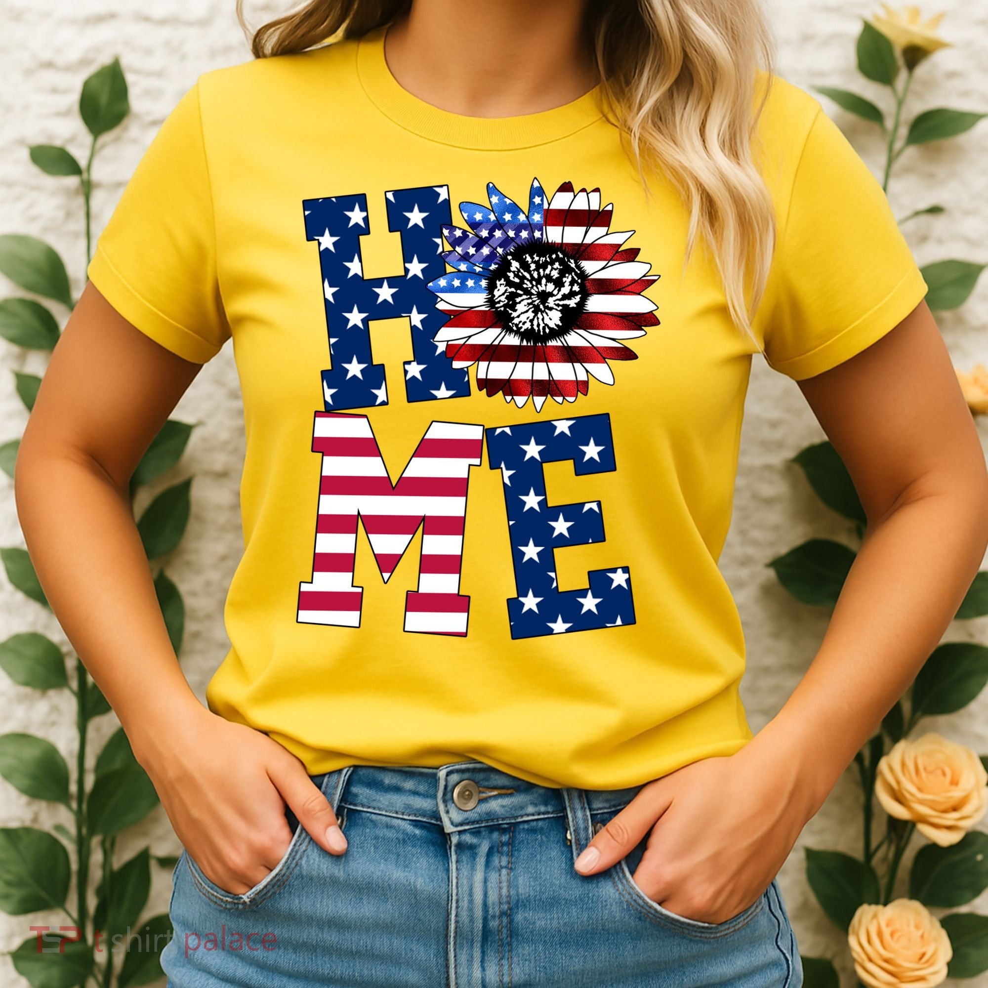 Home USA Sunflower Independence Day Celebration Women's T-Shirt