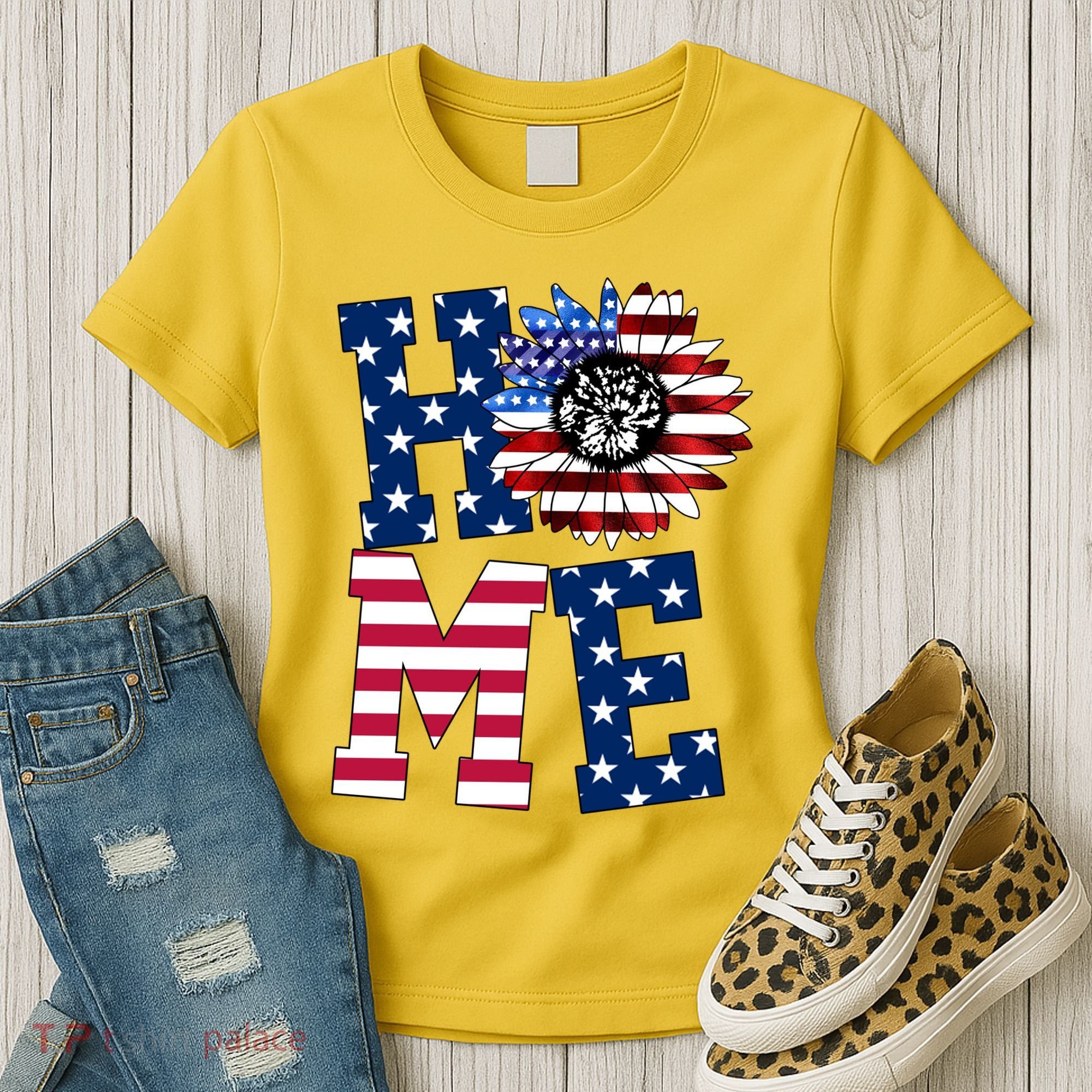 Home USA Sunflower Independence Day Celebration Women's T-Shirt