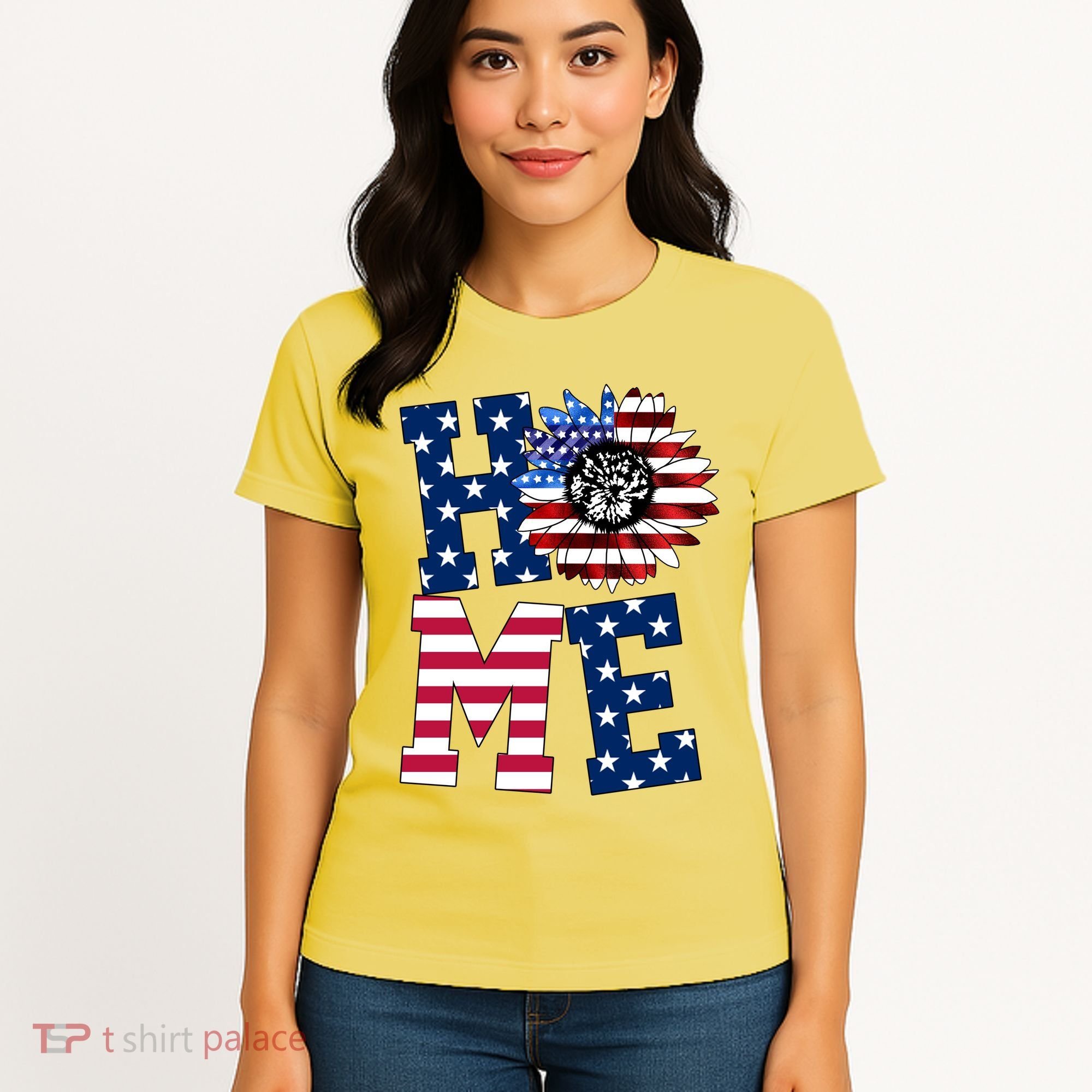 Home USA Sunflower Independence Day Celebration Women's T-Shirt