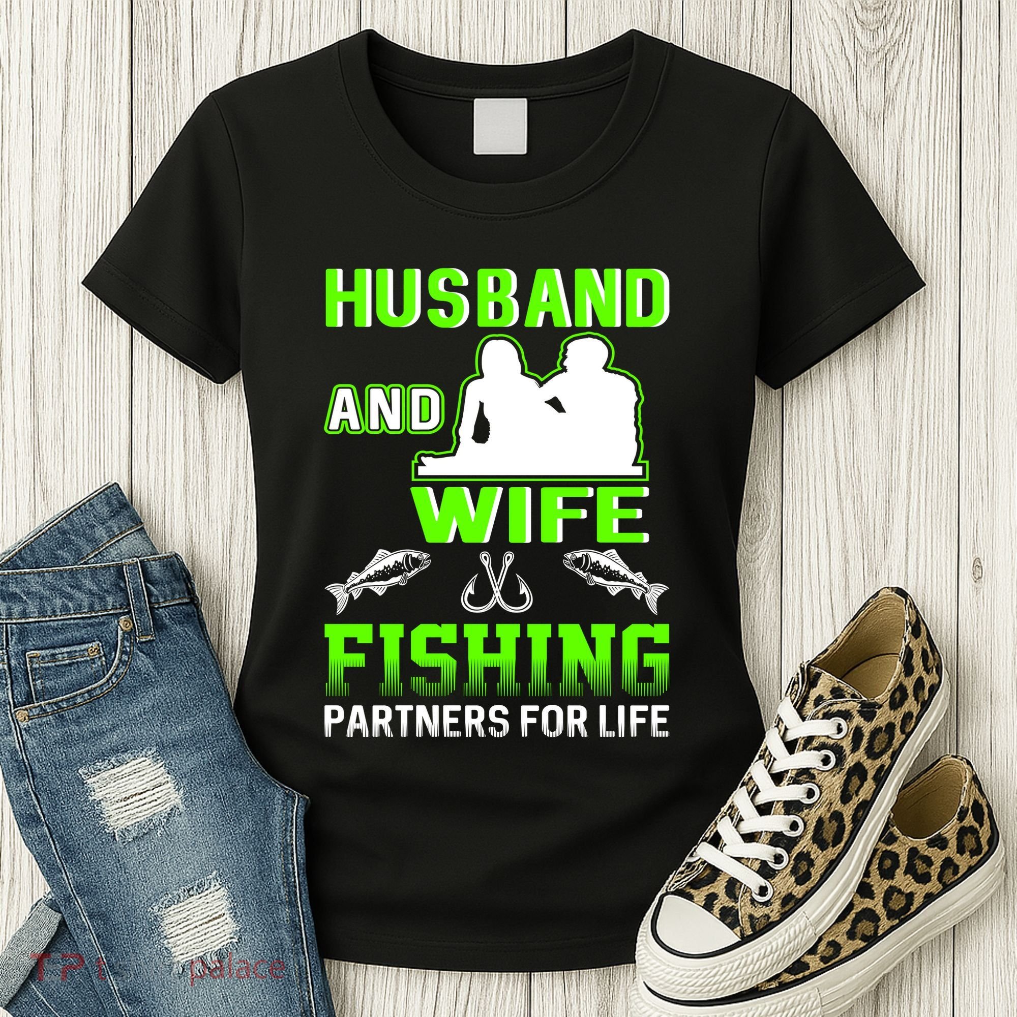 Husband and Wife Fishing Partners for Life Women's T-Shirt