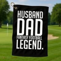 Husband Dad Fantasy Football Legend Golf Towel thumb 1