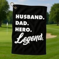 Husband Dad Hero Legend Golf Towel thumb 1