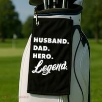 Husband Dad Hero Legend Golf Towel thumb 2
