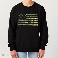 Husband Daddy Protection Hero US American Camo Flag Women's Sweatshirt thumb 0
