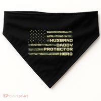 Husband Daddy Protection Hero US American Camo Flag USA-Made Doggie Bandana thumb 0