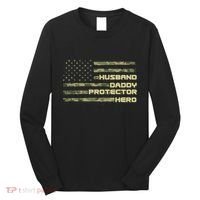 Husband Daddy Protection Hero US American Camo Flag Long Sleeve Shirt thumb 0
