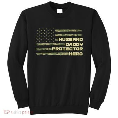 Husband Daddy Protection Hero US American Camo Flag Sweatshirt