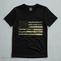 Husband Daddy Protection Hero US American Camo Flag T-Shirt thumb 5