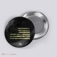 Husband Daddy Protection Hero US American Camo Flag Button thumb 0