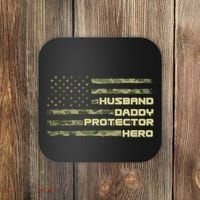 Husband Daddy Protection Hero US American Camo Flag Coaster thumb 0