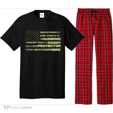 Husband Daddy Protection Hero US American Camo Flag Pajama Set