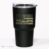 Husband Daddy Protection Hero US American Camo Flag Tumbler thumb 0