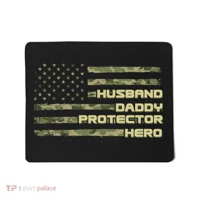 Husband Daddy Protection Hero US American Camo Flag Mousepad
