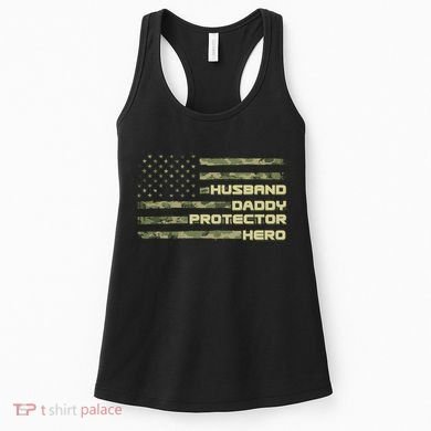 Husband Daddy Protection Hero US American Camo Flag Women's Tank Top