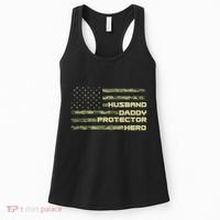 Husband Daddy Protection Hero US American Camo Flag Women's Tank Top thumb 0