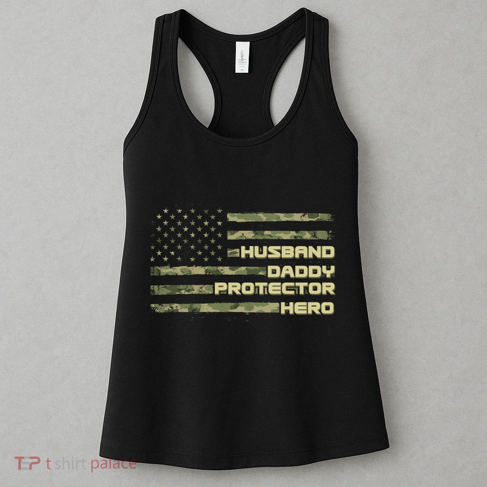 Husband Daddy Protection Hero US American Camo Flag Women's Tank Top