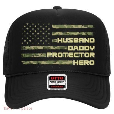 Husband Daddy Protection Hero US American Camo Flag Hat