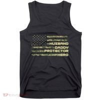 Husband Daddy Protection Hero US American Camo Flag Tank Top thumb 0