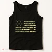 Husband Daddy Protection Hero US American Camo Flag Tank Top thumb 2