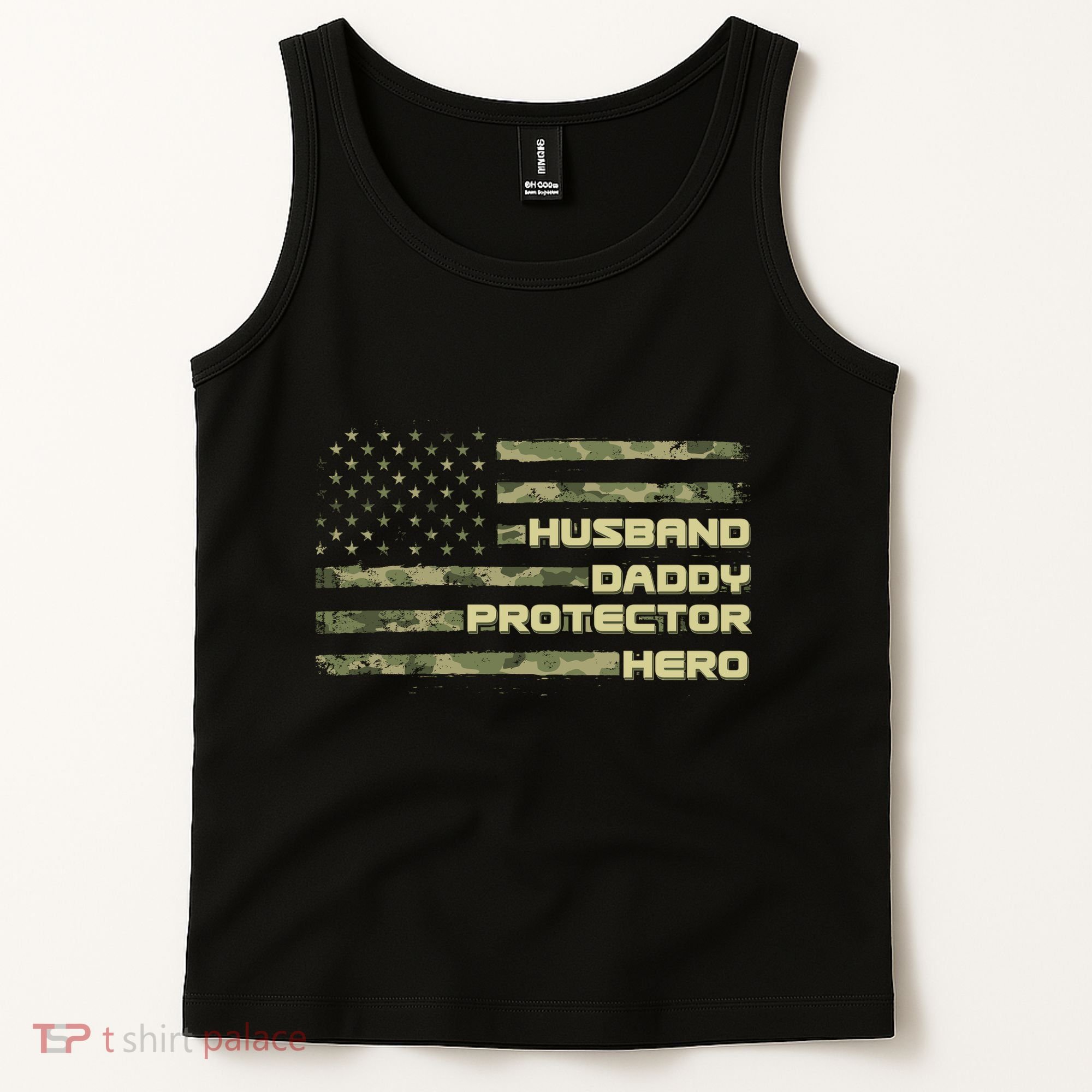 Husband Daddy Protection Hero US American Camo Flag Tank Top